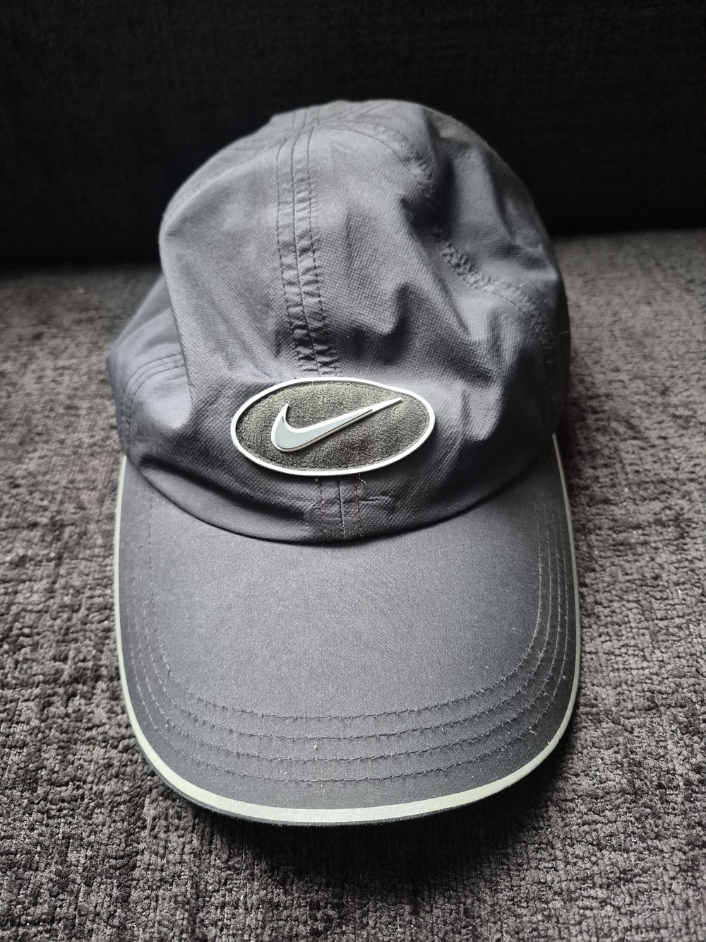 Vintage 2007 Nike Center Swoosh Oval Patch Tech Cap Hat Grey Y2K Gorpcore 126872